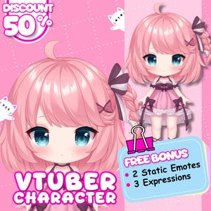 Modelo Chibi VTuber personalizado | Encomenda de avatar de anime para streamers