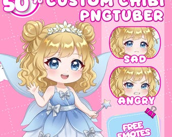 Avatar Chibi PNGTuber personalizzato, PNG parlante VTuber, personaggio streamer reattivo