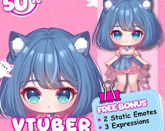 Custom Chibi VTuber-modelcommissie | Anime-avatar voor streaming (half lichaam)