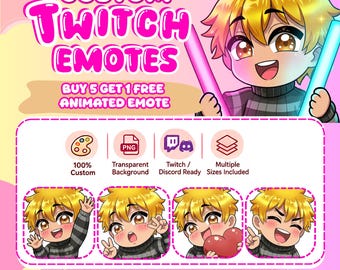 Custom Emotes Commission for Twitch & Discord Streamer Sub Emotes and badges