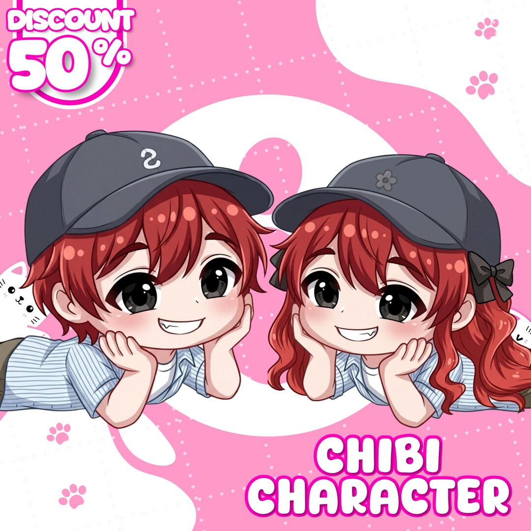 Custom Chibi Couple Portrait, Hand-drawn Kawaii Art Commission (digital ...