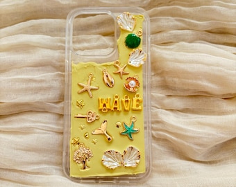 Handcrafted Shell Phone Case, Personalized Sea shell phone case, Handmade Iphone Case, customized name phone case, gift ideas for her, phone
