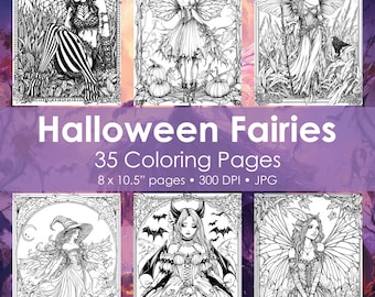 Halloween Fairy Coloring Pages | Gothic, Enchanted (Digital Download)
