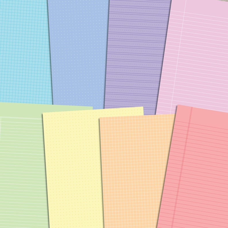 Pastel Rainbow Paper | Lined, Grid, Dot Patterns (digital Download) - Etsy