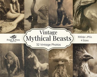 Vintage photos de créatures mythiques | Éphémères fantastiques (téléchargement numérique)