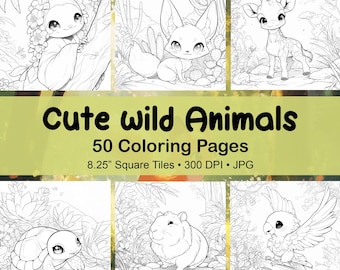 Kawaii Wildlife Coloring Pages | Chibi Animals, Adults & Kids (Digital Download)