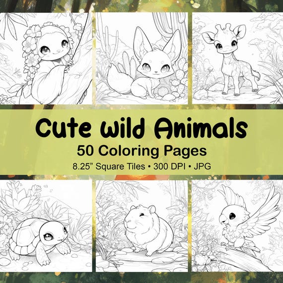 Kawaii Wildlife Coloring Pages | Chibi Animals, Adults & Kids (Digital Download)