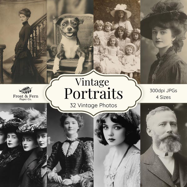 Vintage Portrait Photos | 1900s Ephemera for Junk Journals (Digital Download)