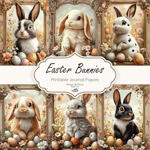 Osterhase Journal Papiere | Ostern Junk Journal Seiten | Häschen Ephemera | Kaninchen Sammelalbum | Digitale Papiere | Druckbare digitale Datei
