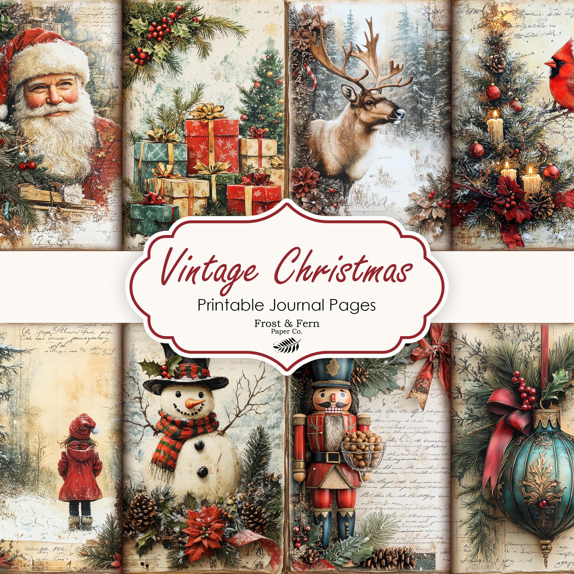 Vintage Christmas Junk Journal Pages | Printable Ephemera (digital ...