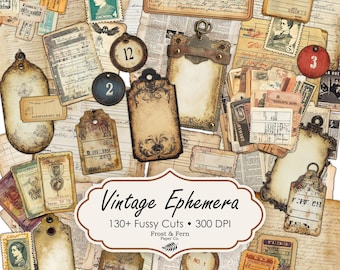 Vintage Ephemera Fussy Cuts | Junk Journal, Scrapbook (Digital Download)