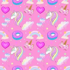 Cartoon Unicorns Pattern 2 Quilting Cotton Fabric