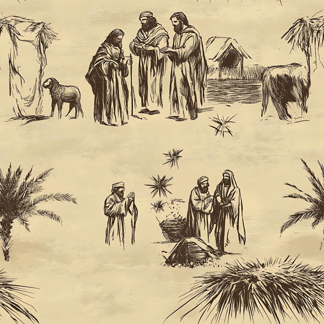 Vintage Nativity Scenes Pattern 1 Quilting Cotton Fabric - Etsy