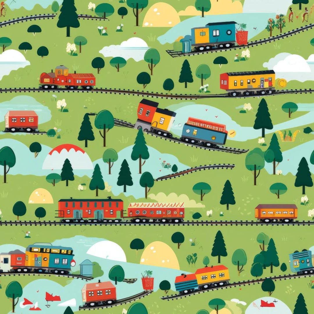 Cartoon Trains Pattern 18 Quilting Cotton Fabric - Etsy