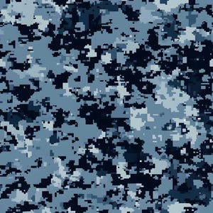 Blue Military Camouflage Pattern 7 Quilting Cotton Fabric