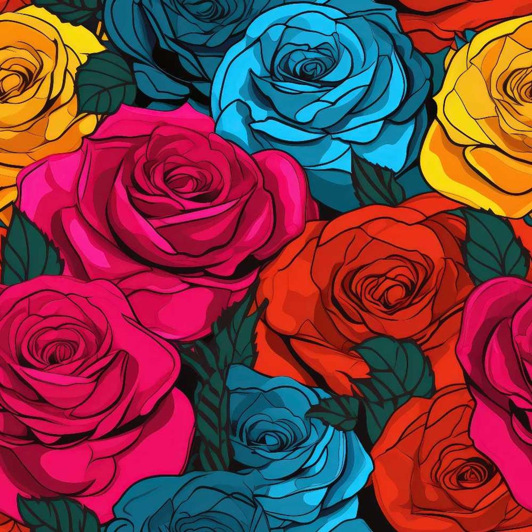 Pot Art Roses Pop Art Roses Pattern 12 Quilting Cotton Fabric - Etsy
