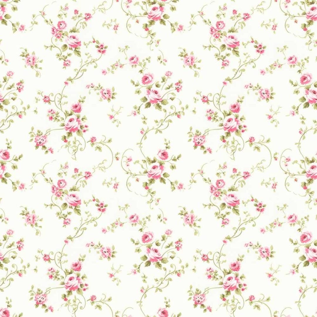 Pink Farm Pattern Floral Pink Cottage Gardens Pattern 11 Quilting Cotton Fabric - Etsy