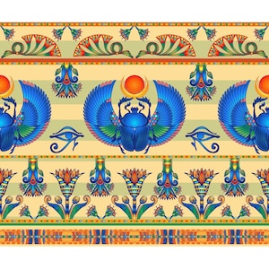 Egyptian Hieroglyphs Pattern 4 Quilting Cotton Fabric