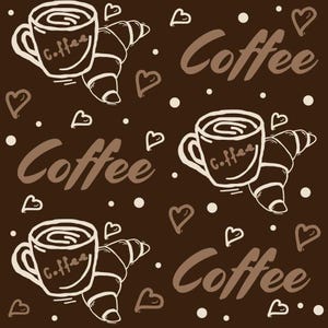Handdrawn Coffee Brown Pattern 4 Quilting Cotton Fabric