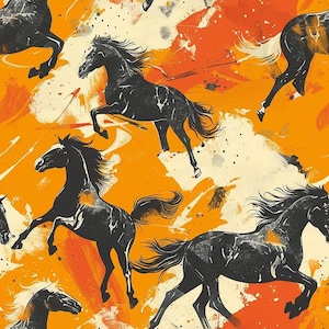 Galloping Horse Pattern 3 Quilting Cotton Fabric