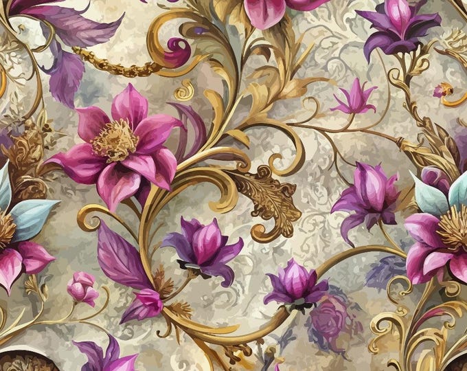Via142 Pattern Baroque Florals Pattern 142 Quilting Cotton Fabric - Etsy