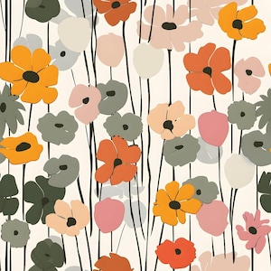 70s Retro Flowers Pattern 15 Quilting Cotton Fabric