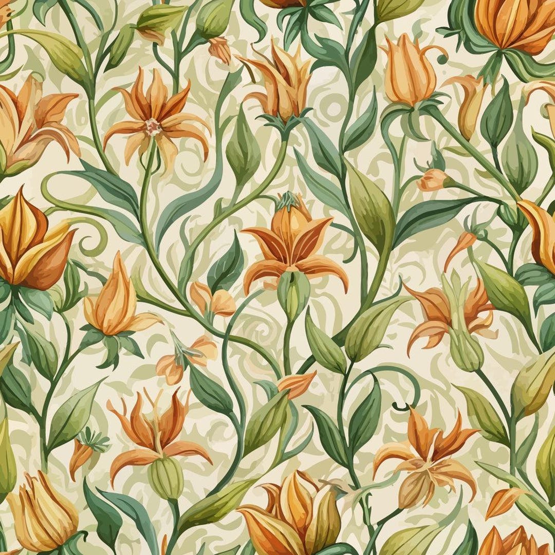 Art Nouveau Honeysuckles Pattern 1 Quilting Cotton Fabric - Etsy