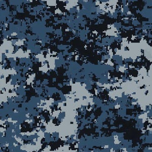 Blue Military Camouflage Pattern 3 Quilting Cotton Fabric