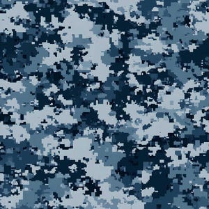 Blue Military Camouflage Pattern 8 Quilting Cotton Fabric
