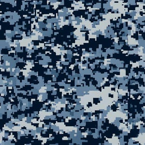 Blue Military Camouflage Pattern 2 Quilting Cotton Fabric