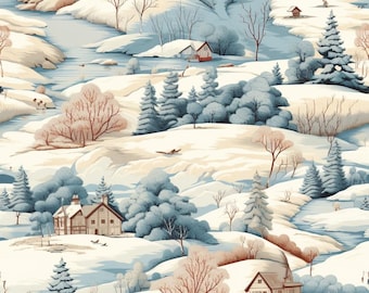 Winter Scenery Pattern 18 Quilting Cotton Fabric