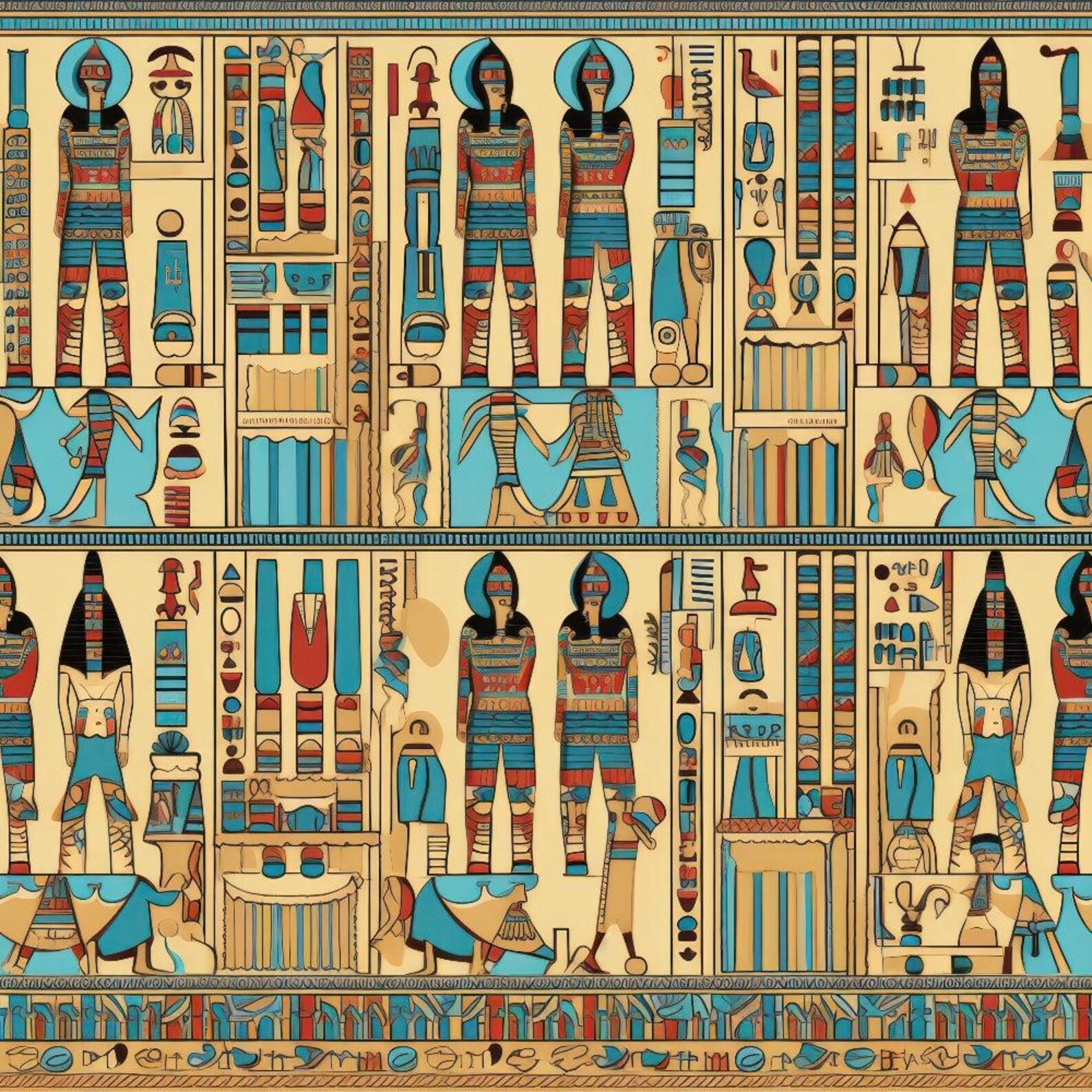 Egyptian Print Pattern Quilt