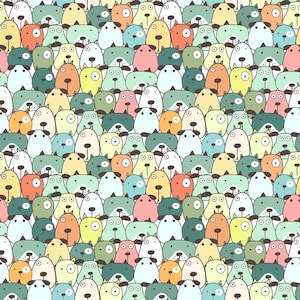 Cute Dogs Pattern 11 Quilting Cotton Fabric