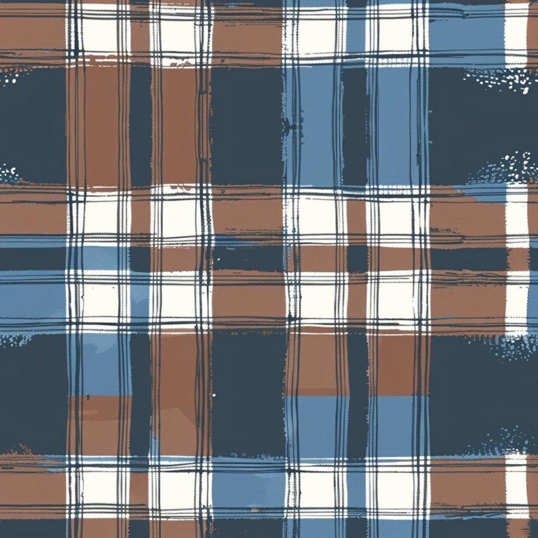 Blue and Brown Gingham Pattern 4 Quilting Cotton Fabric - Etsy
