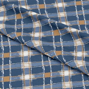 Blue and Brown Gingham Pattern 11 Quilting Cotton Fabric - Etsy