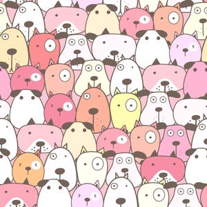 Cute Dogs Pattern 12 Quilting Cotton Fabric
