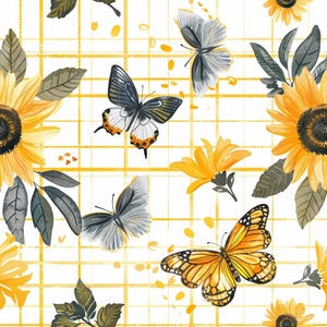 Country Sunflower Butterfly Pattern 5 Quilting Cotton Fabric
