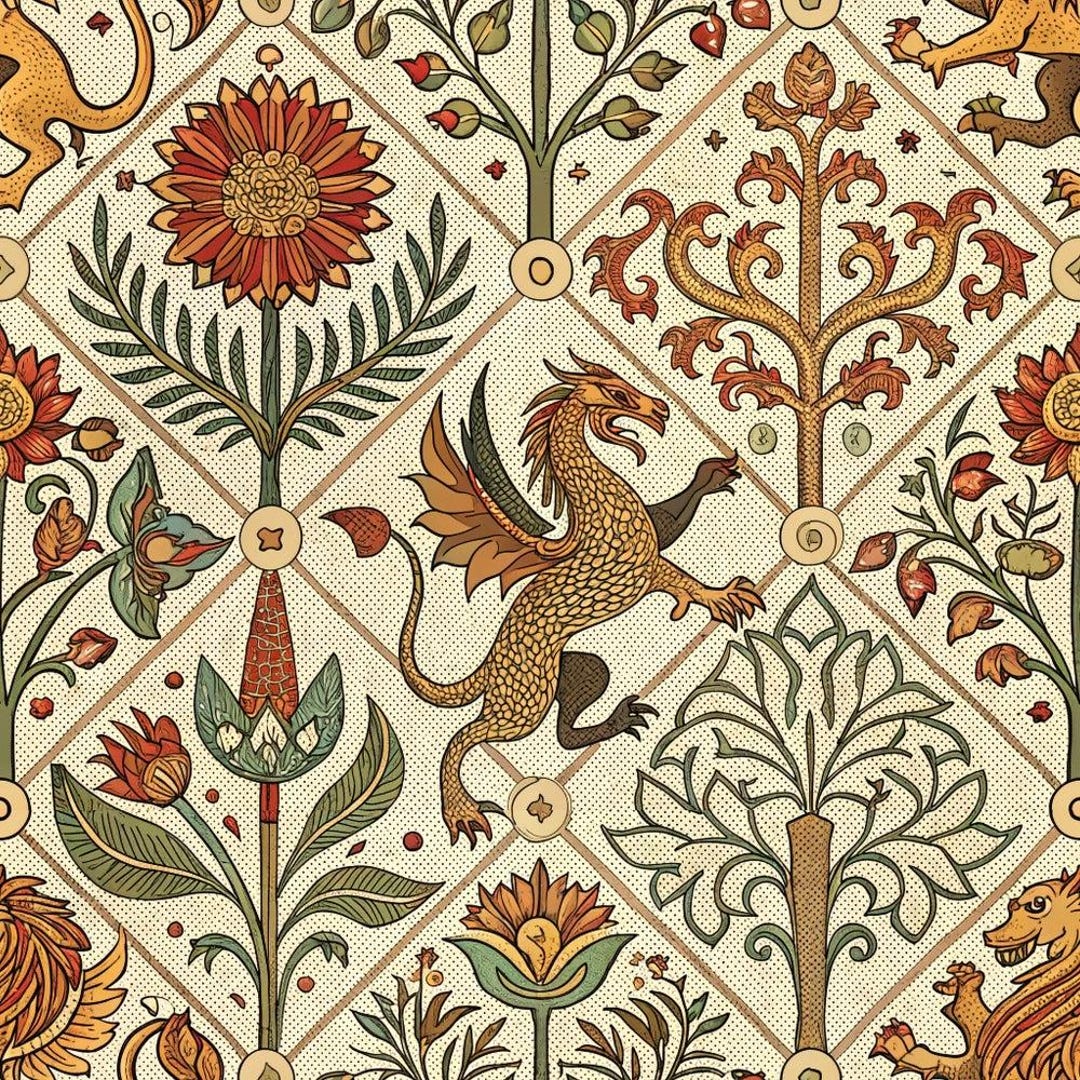 Medieval Tapestry Pattern 7 Quilting Cotton Fabric - Etsy