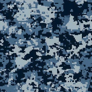 Blue Military Camouflage Pattern 1 Quilting Cotton Fabric