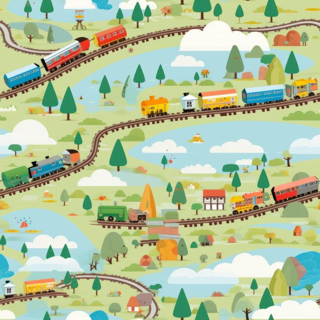 Cartoon Trains Pattern 2 Quilting Cotton Fabric - Etsy