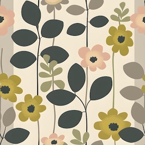 70s Retro Flowers Pattern 10 Quilting Cotton Fabric