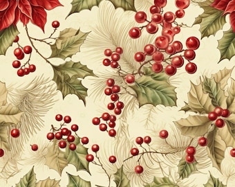 Vintage Christmas Pattern 9 Quilting Cotton Fabric