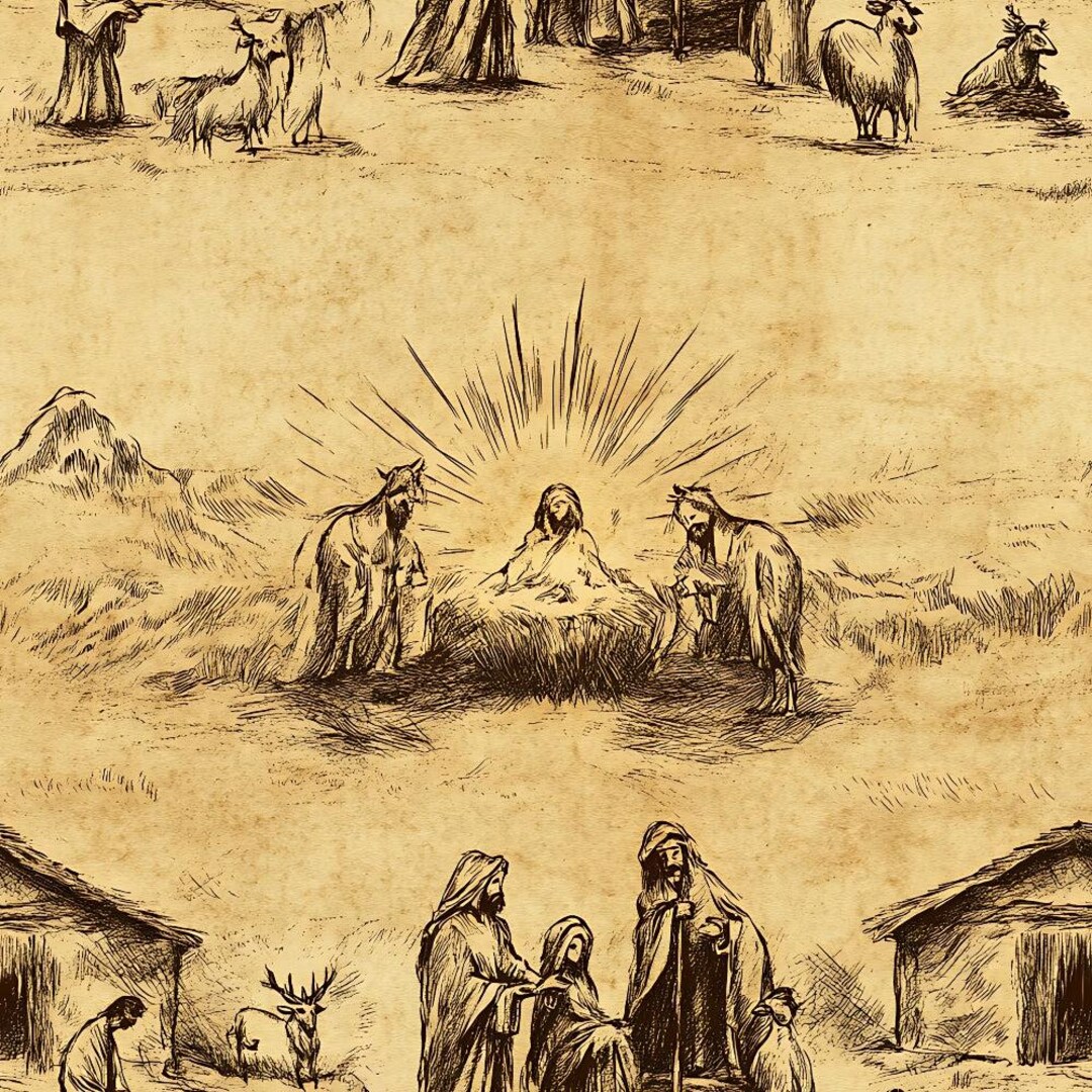 Vintage Nativity Scenes Pattern 15 Quilting Cotton Fabric - Etsy