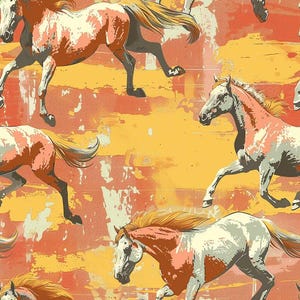 Galloping Horse Pattern 6 Quilting Cotton Fabric