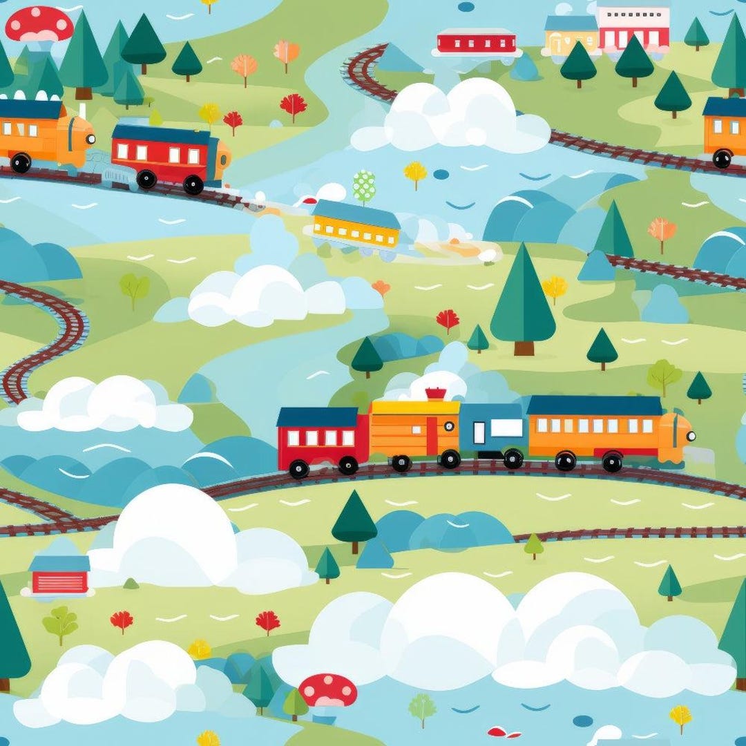 Cartoon Trains Pattern 12 Quilting Cotton Fabric - Etsy