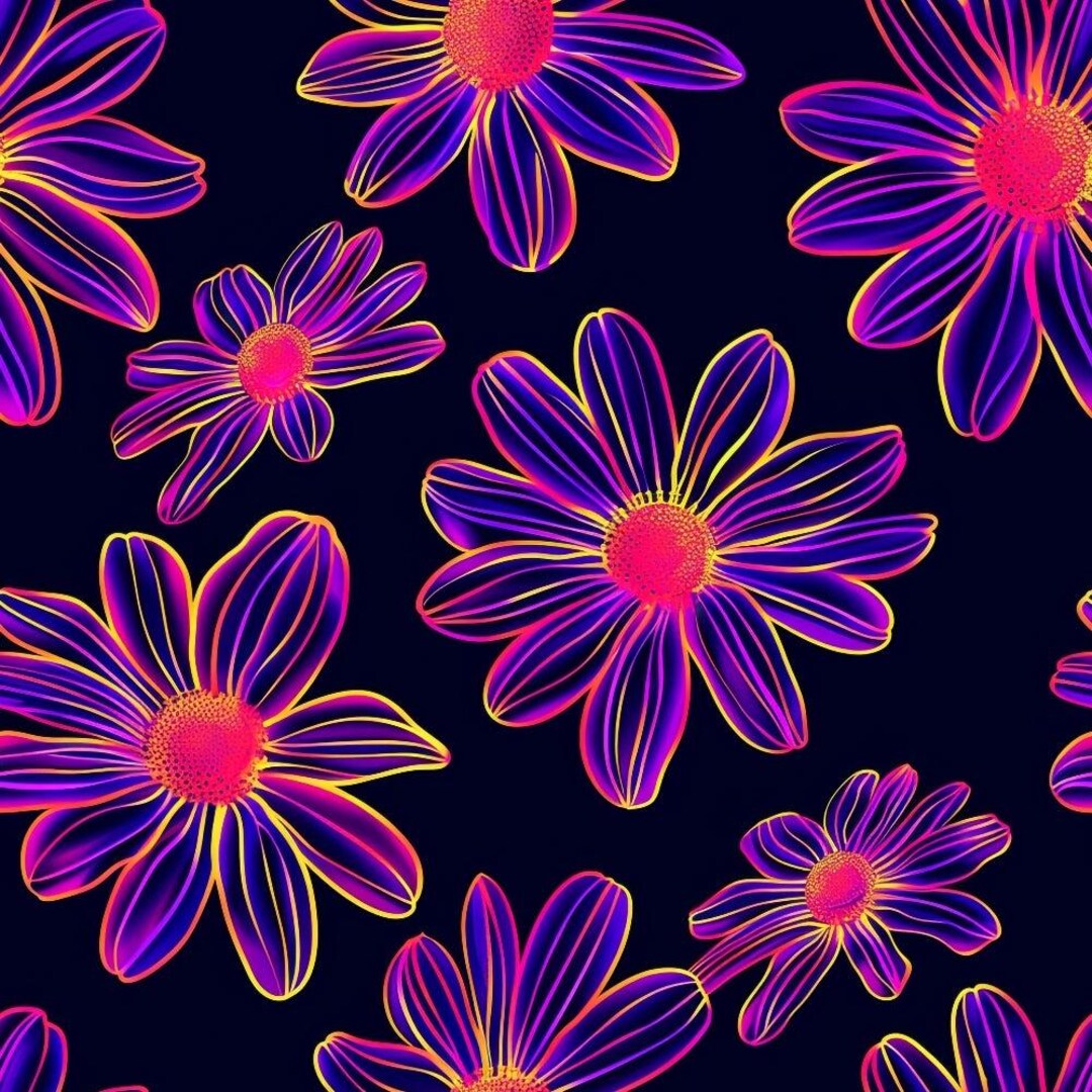 Neon Daisy Pattern 13 Quilting Cotton Fabric - Etsy