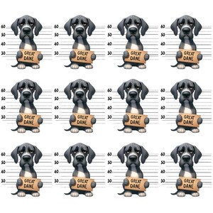 Tissu en coton matelassé à motif Mugshots Doggie Dogue Allemand