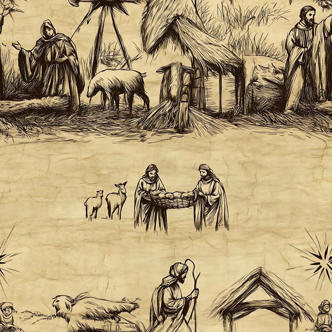 Vintage Nativity Scenes Pattern 11 Quilting Cotton Fabric - Etsy
