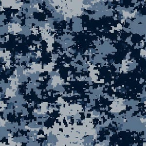 Blue Military Camouflage Pattern 6 Quilting Cotton Fabric