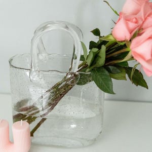 Glass Purse Vase – Unique Hand-Blown Decorative Bowl for Cocktails, Flowers, and Party Centerpieces